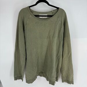 Mollusk Made in California Textured Organic Boho Olive Green Crewneck